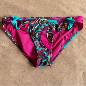 Xhilaration Bikini Bottoms - Pink/Purple/Aqua Paisley Print, Size Small